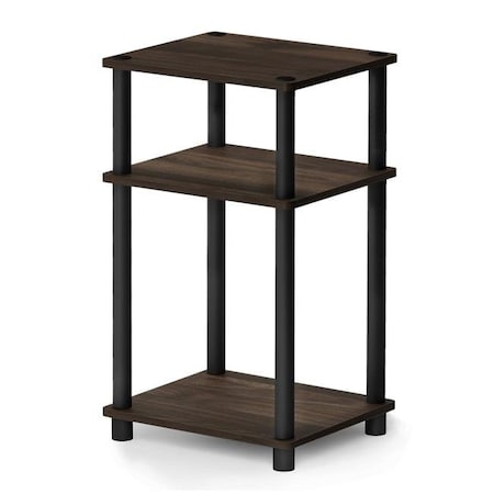 Furinno Furinno 11087CWN-BK Just 3-Tier No Tools Tube End Table; Columbia Walnut & Brown - 22.8 x 13.4 x 11.5 in. 11087CWN/BK